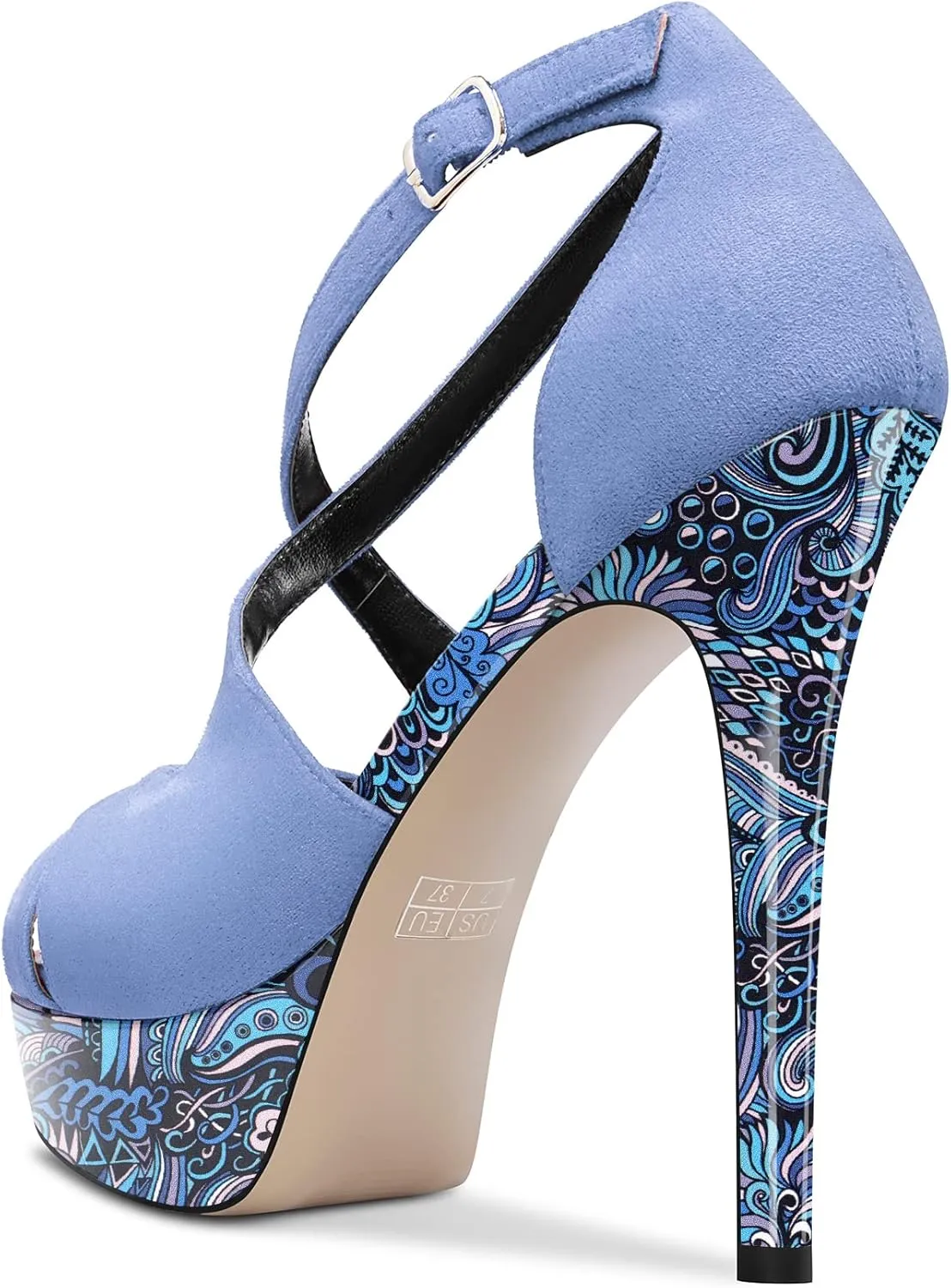 DearOnly Women Platform Stiletto High Heel Peep Open Toe Pumps Cross-Strap Ankle Strap Wedding Cute Shoes