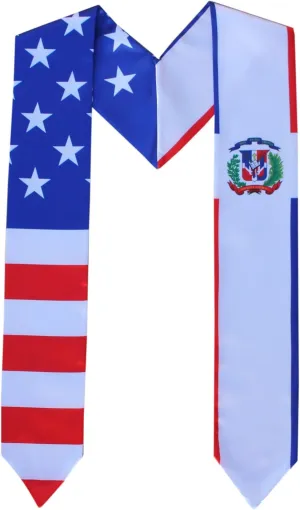 Del Mex Graduation Combination USA Country Flag Stole Sash Scarf Graduate Pride D