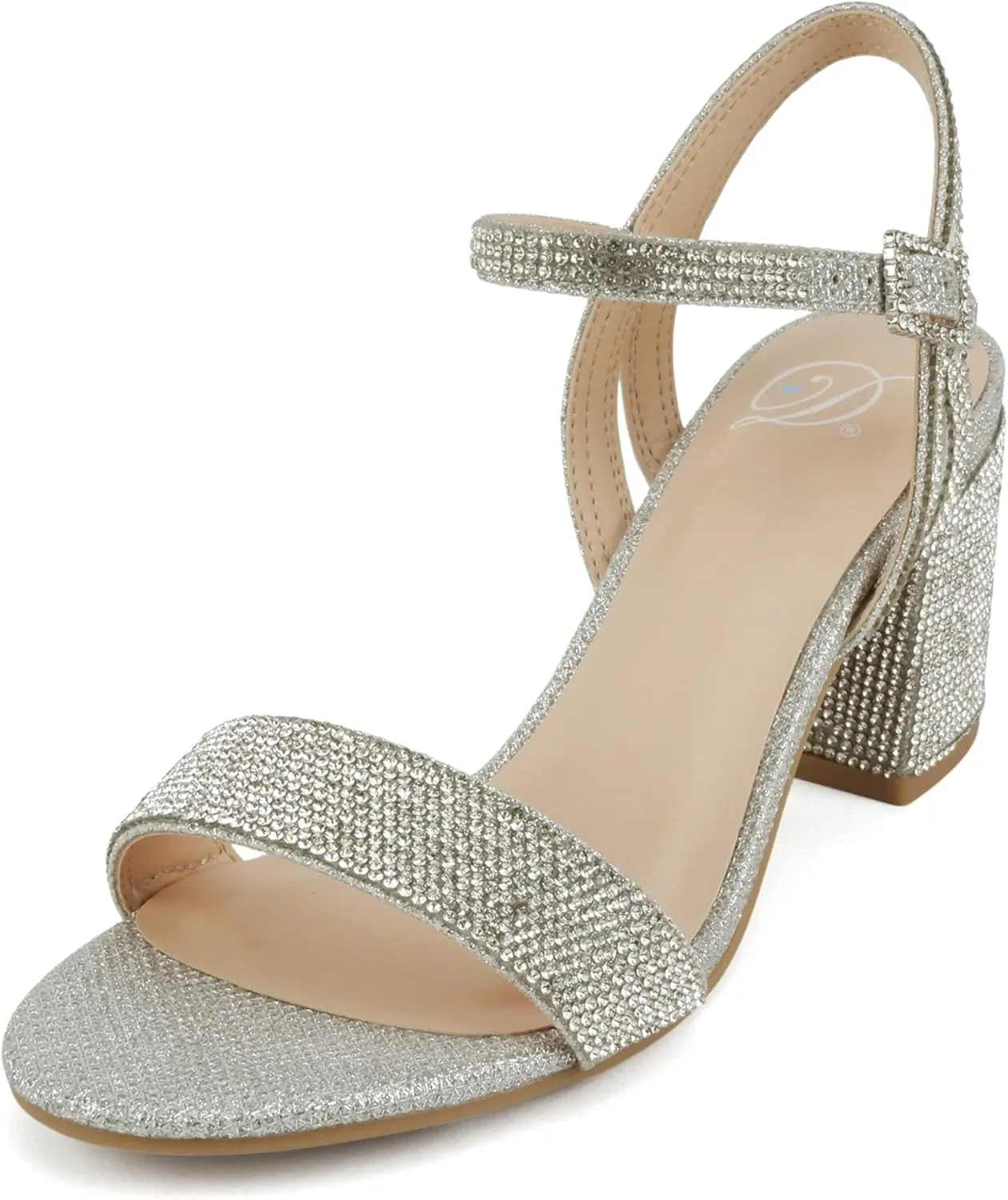 Delicious Everly ~ Women Ankle Strap Low Heel Bridal Dress Sandals