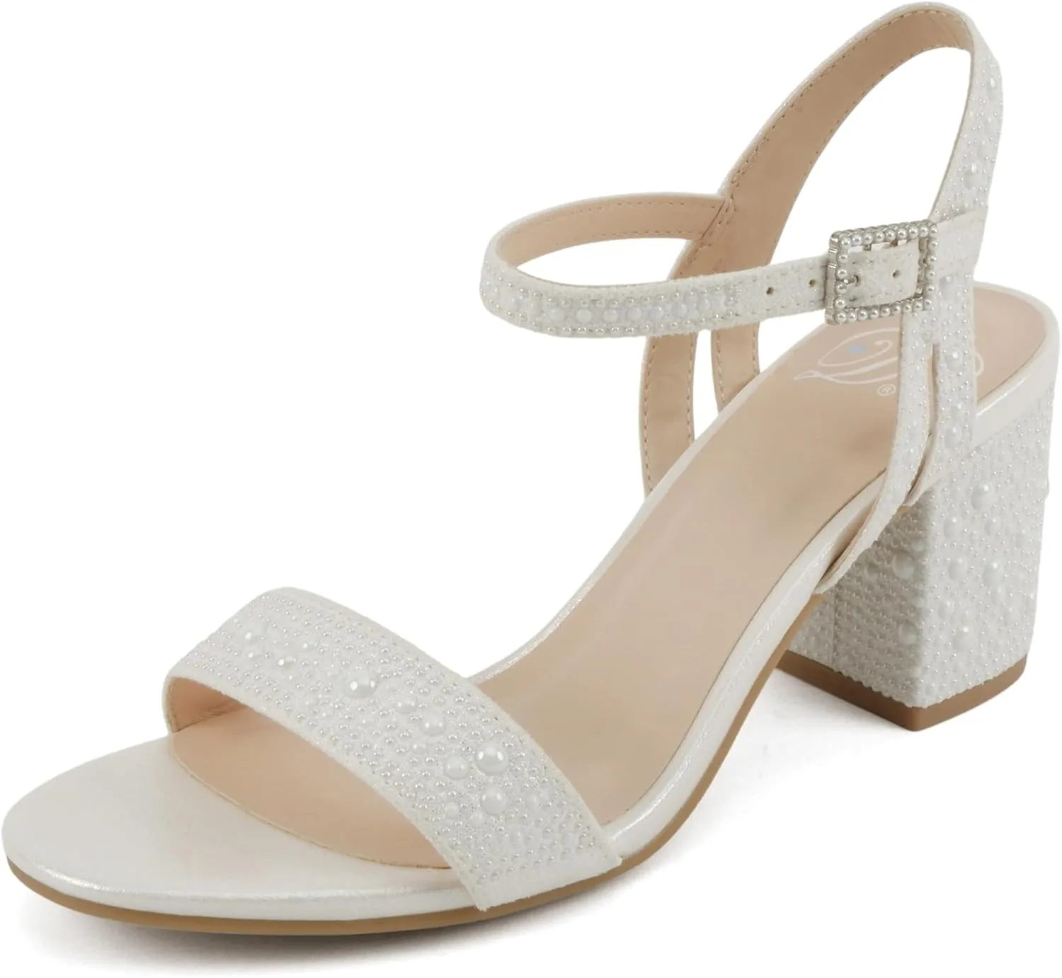 Delicious Everly ~ Women Ankle Strap Low Heel Bridal Dress Sandals
