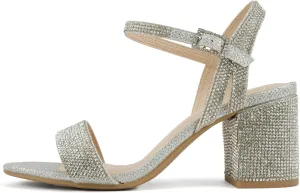 Delicious Everly ~ Women Ankle Strap Low Heel Bridal Dress Sandals