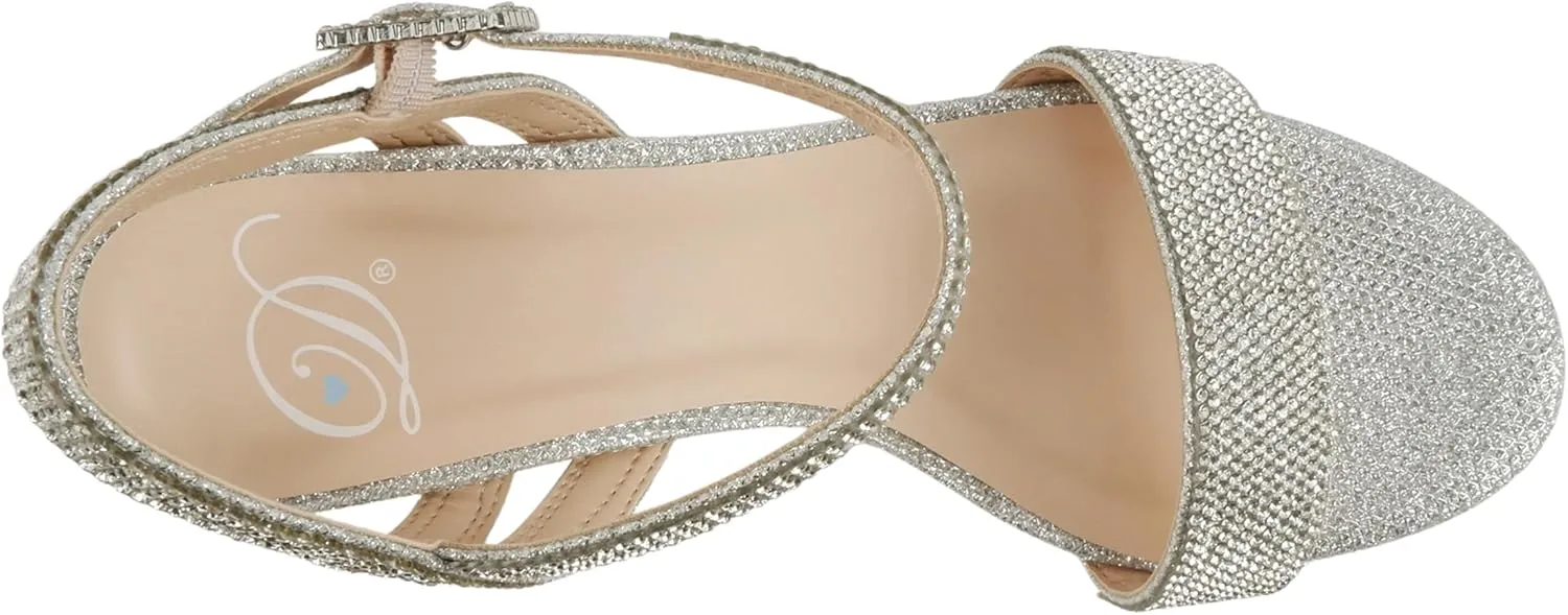 Delicious Everly ~ Women Ankle Strap Low Heel Bridal Dress Sandals