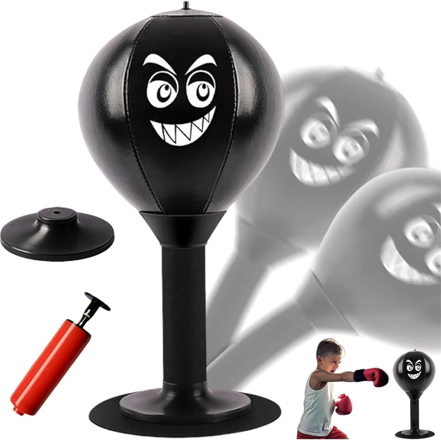 Desktop Punching Bag,Fun Punch Rage Bag,Stress Buster with Suction Cup for Office Table and Counters,Heavy Duty Stress Relief Ball,Desktop Boxing Speed Ball for Adults Kids,Boxing Relaxation Toys