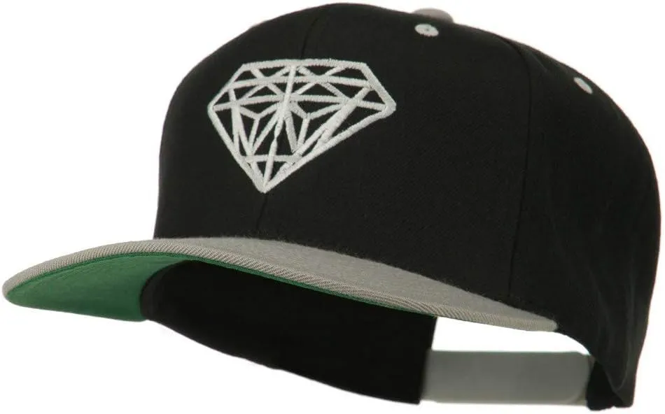 Diamond Embroidered Snapback Two Tone Cap