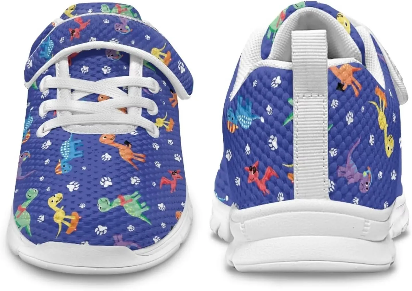Dinosaur Print Boys Athletic Running Sneakers for Kids Hook & Loop Hiking Sneaker Fitness Shoes