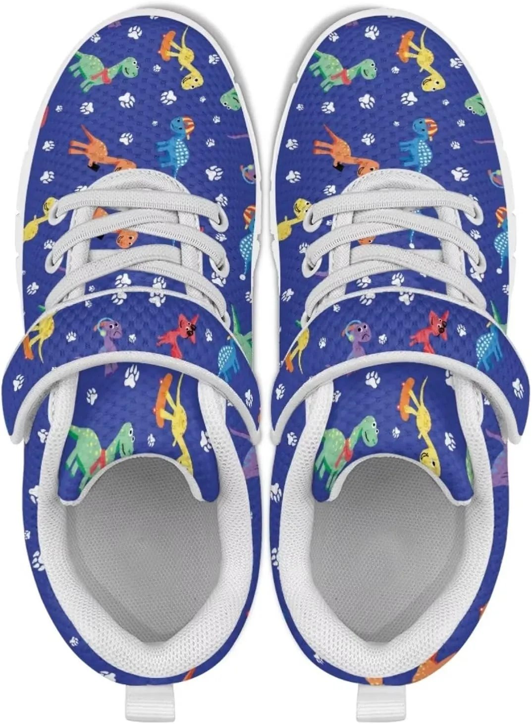 Dinosaur Print Boys Athletic Running Sneakers for Kids Hook & Loop Hiking Sneaker Fitness Shoes