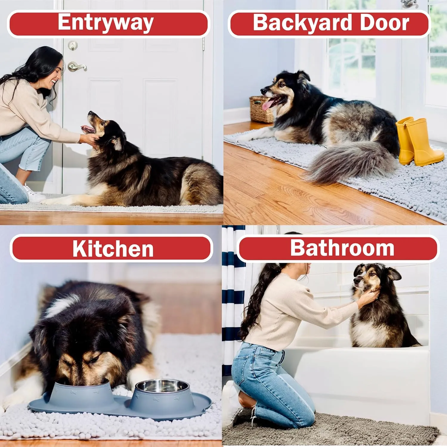 DogBuddy Dog Door Mat, Super Absorbent Microfiber Doormat, Washable Mat for Muddy Paws, Waterproof Pet Rug, Non Slip Rugs for Entryway, Dirt Trapper for Wet Shoes and Paws (XL, Shadow)