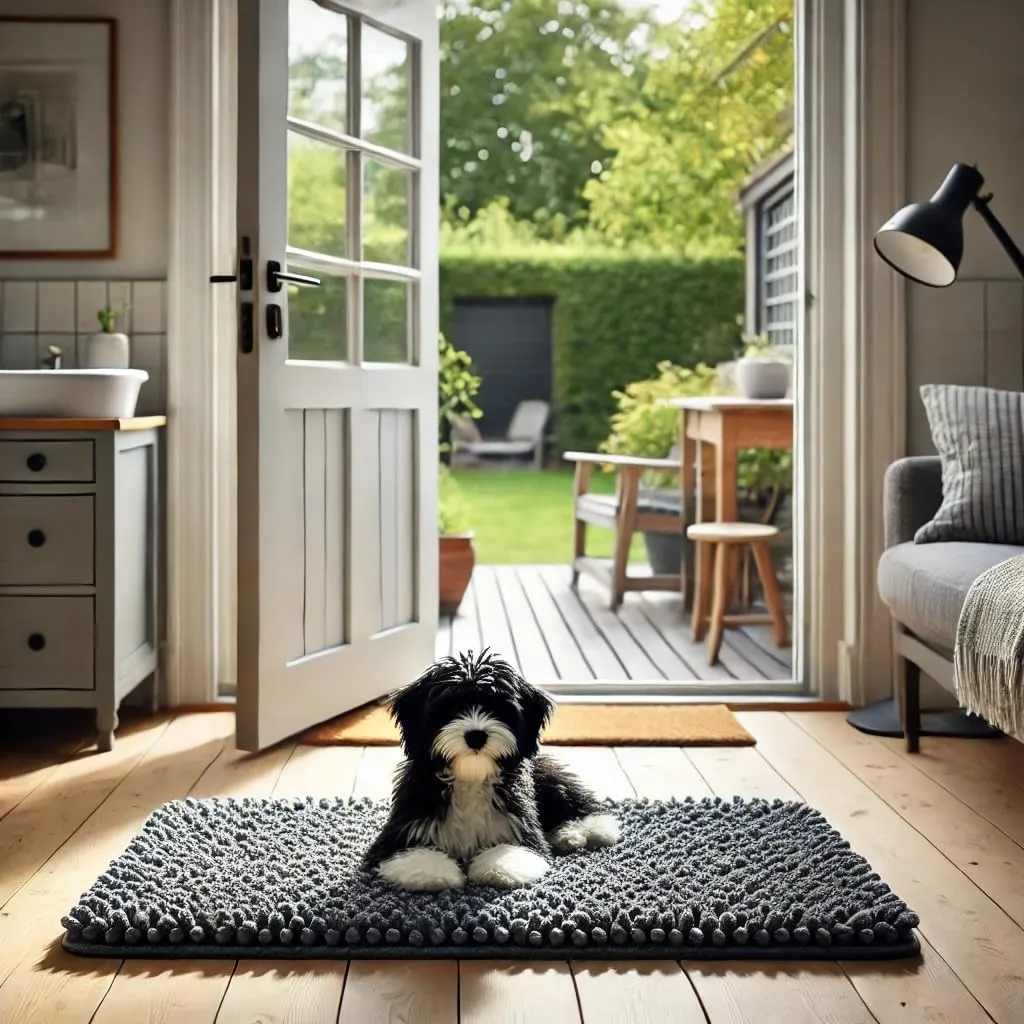 DogBuddy Dog Door Mat, Super Absorbent Microfiber Doormat, Washable Mat for Muddy Paws, Waterproof Pet Rug, Non Slip Rugs for Entryway, Dirt Trapper for Wet Shoes and Paws (XL, Shadow)