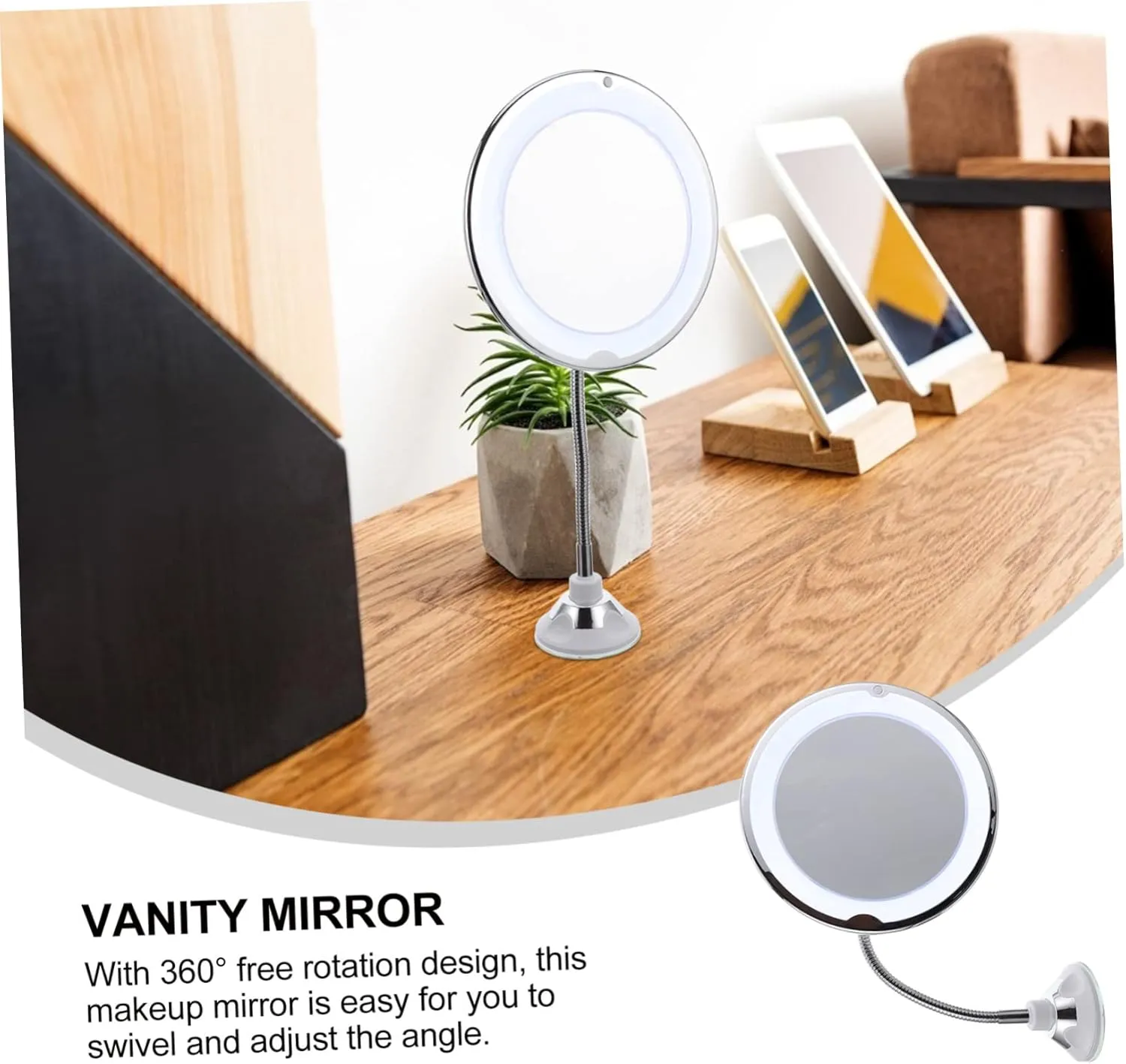 DOITOOL 10x Rotating Mirror Suction Cup Led Vanity Mirror Light for Home/Office