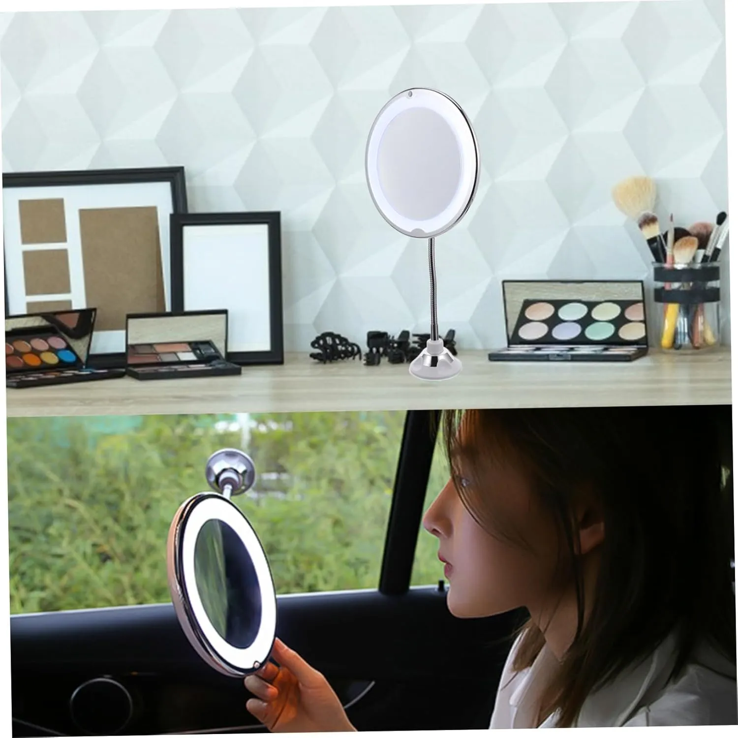 DOITOOL 10x Rotating Mirror Suction Cup Led Vanity Mirror Light for Home/Office