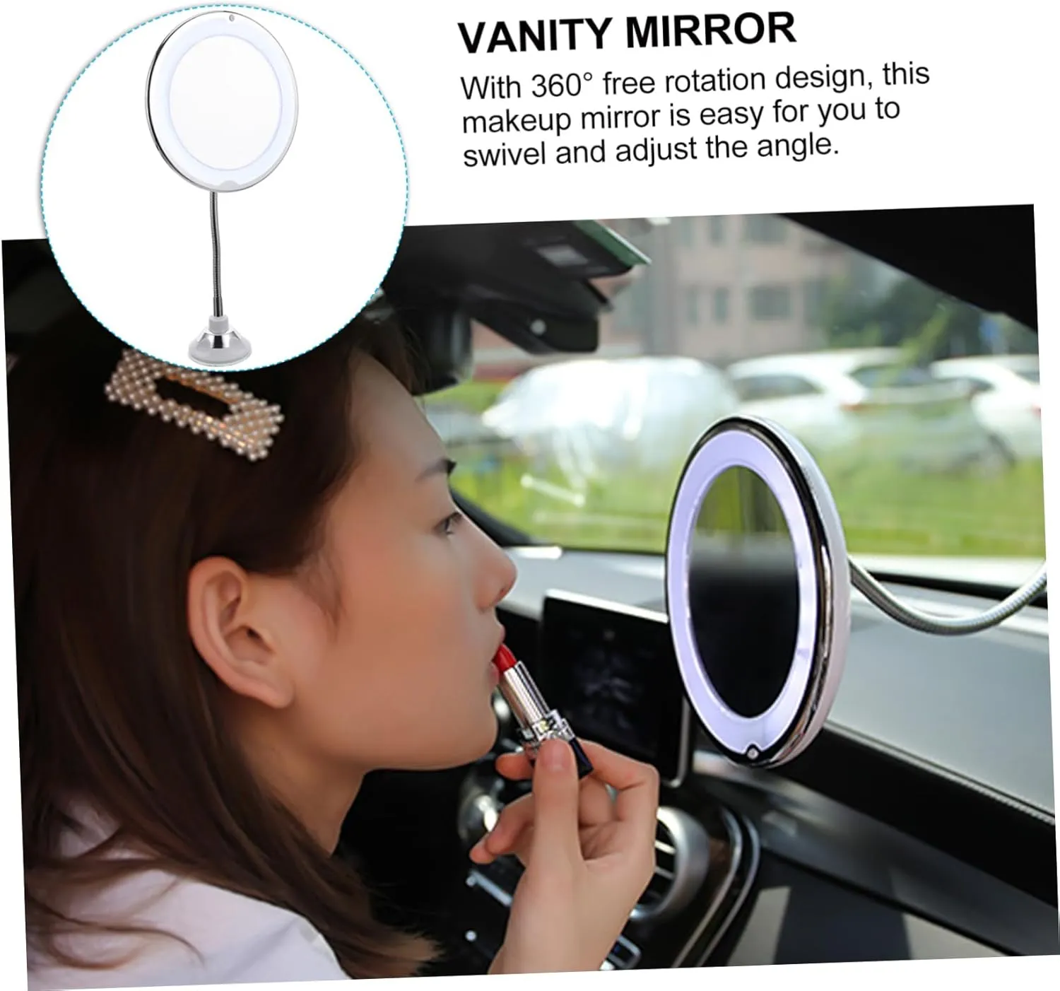 DOITOOL 10x Rotating Mirror Suction Cup Led Vanity Mirror Light for Home/Office