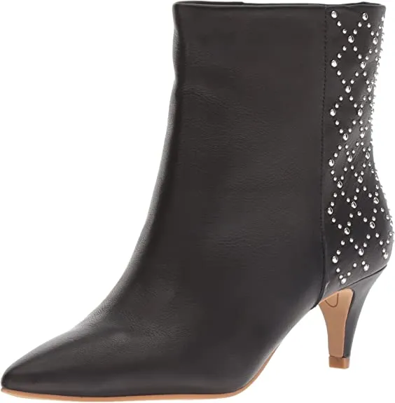 Dolce Vita Women's DOT Ankle Boot, Black Leather, 6 M US