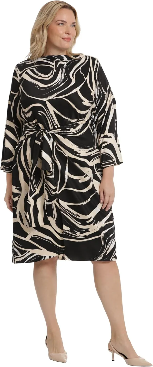 Donna Morgan Women's Long Sleeve Midi Wrap Dress