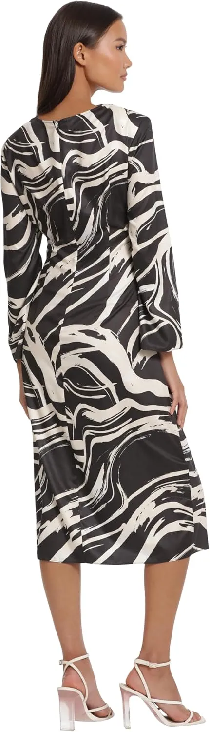Donna Morgan Women's Long Sleeve Midi Wrap Dress