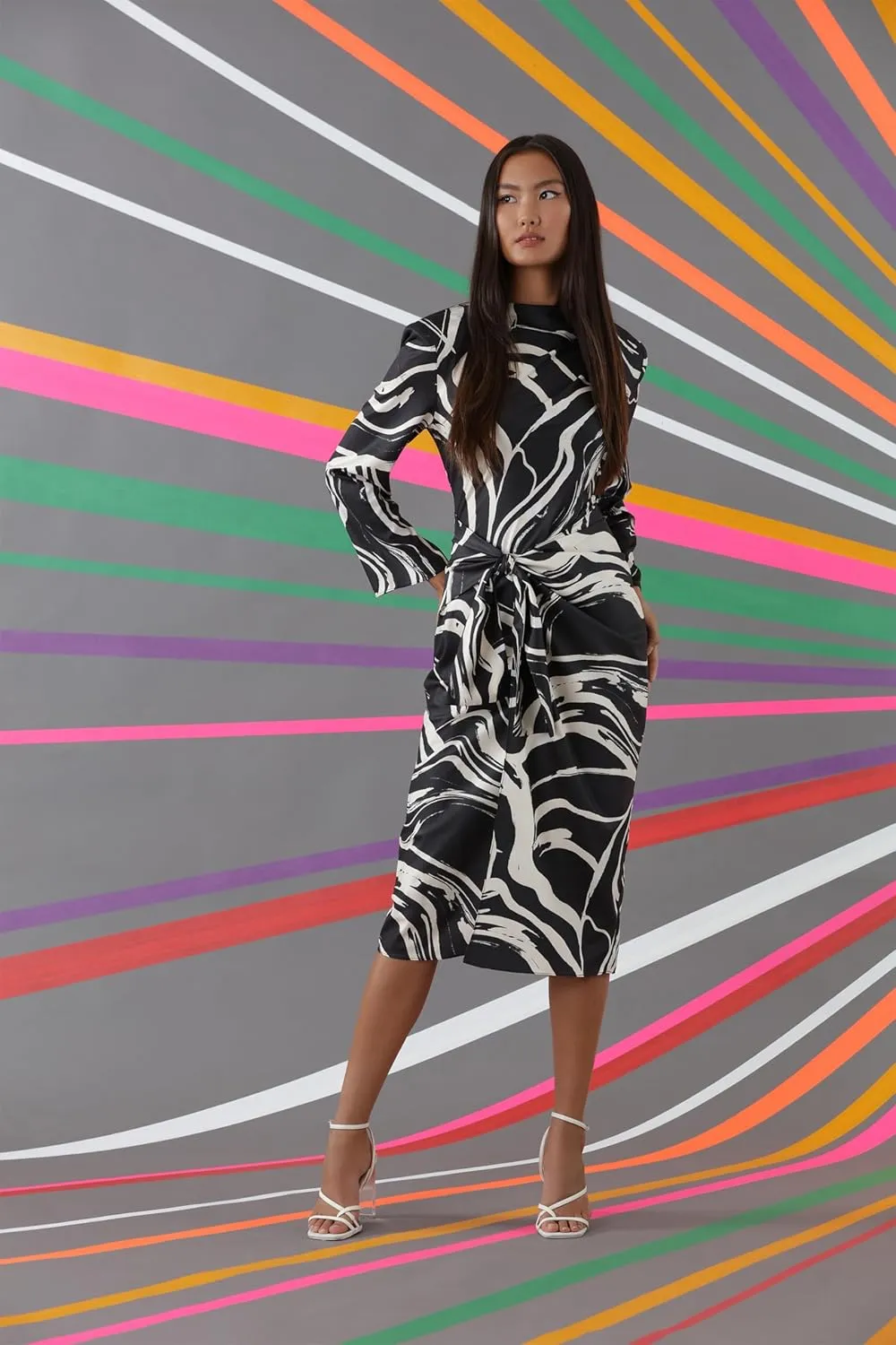 Donna Morgan Women's Long Sleeve Midi Wrap Dress