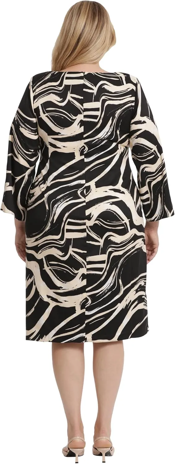 Donna Morgan Women's Long Sleeve Midi Wrap Dress