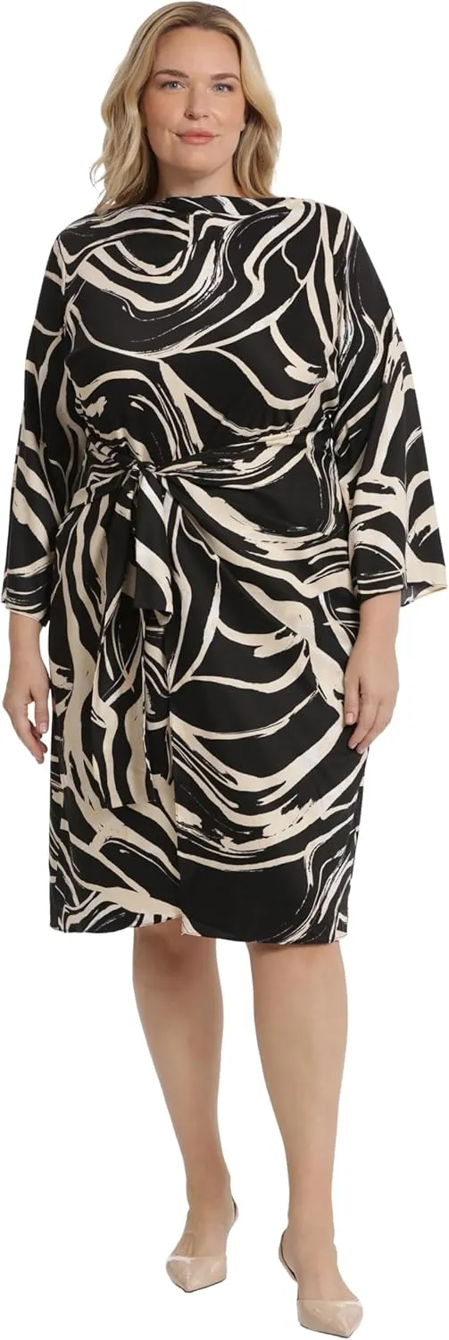 Donna Morgan Women's Long Sleeve Midi Wrap Dress