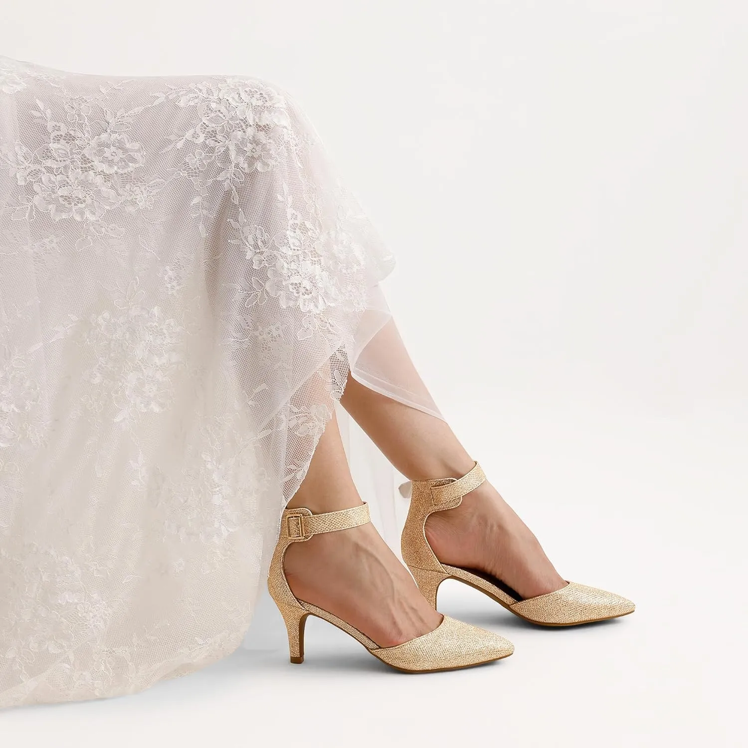 DREAM PAIRS Kitten Heel Low Heel for Women Closed Pointed Toe Pumps Wedding Party Sexy Dress Shoes Lowpointed