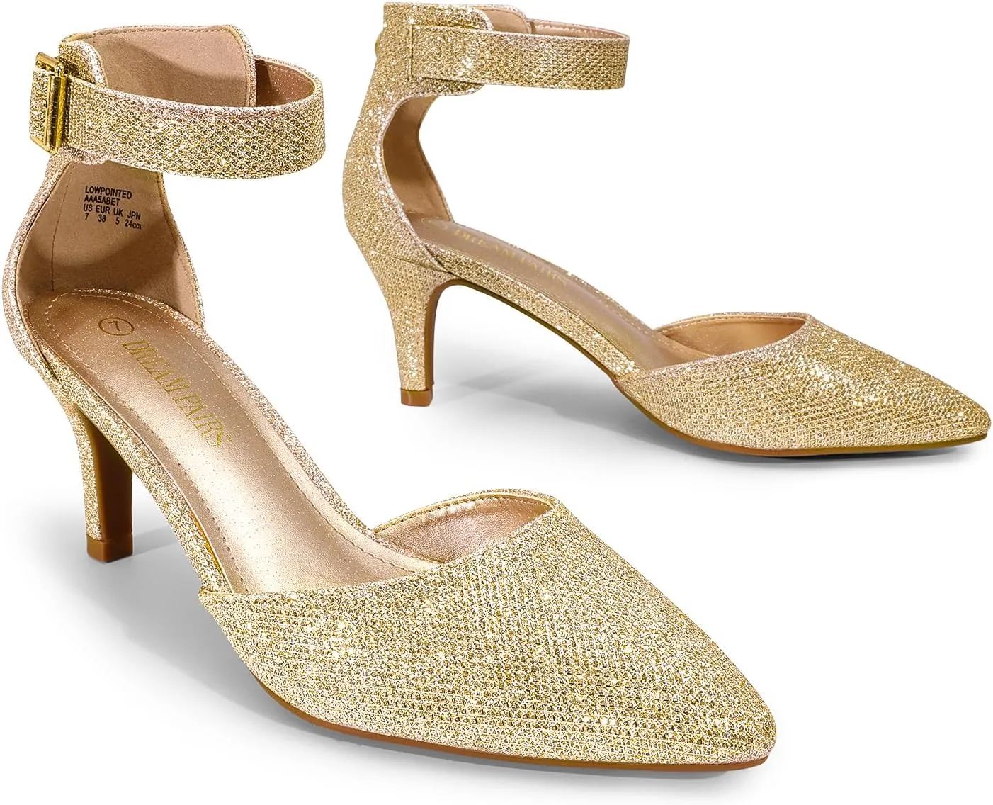 DREAM PAIRS Kitten Heel Low Heel for Women Closed Pointed Toe Pumps Wedding Party Sexy Dress Shoes Lowpointed