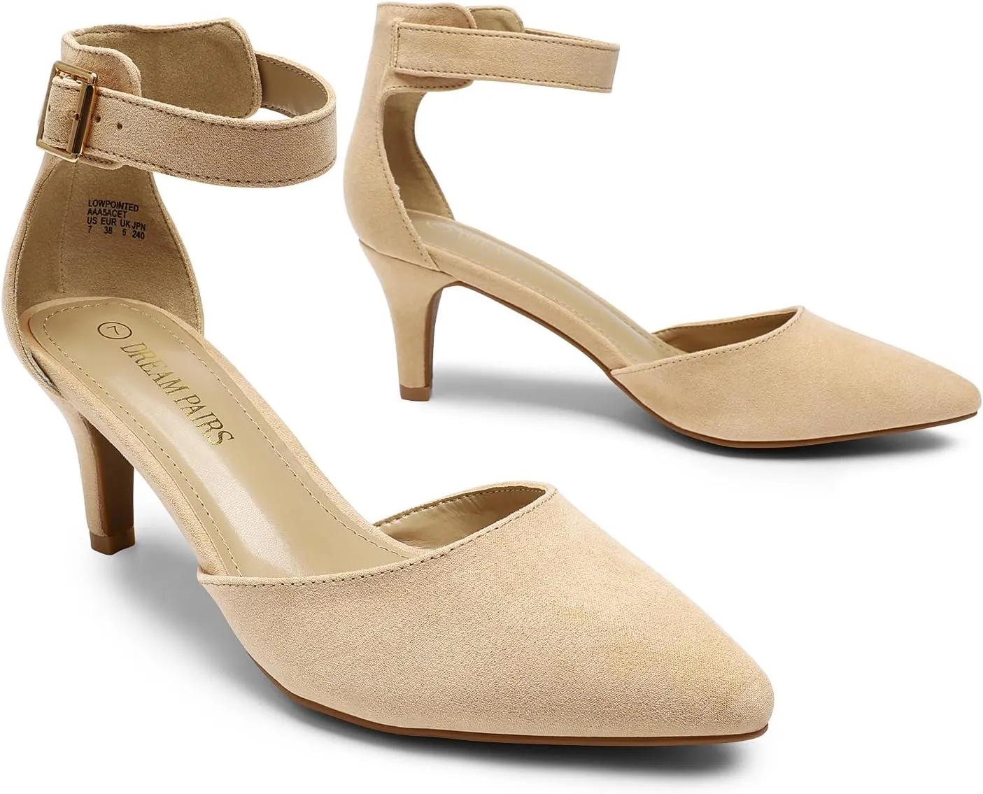DREAM PAIRS Kitten Heel Low Heel for Women Closed Pointed Toe Pumps Wedding Party Sexy Dress Shoes Lowpointed