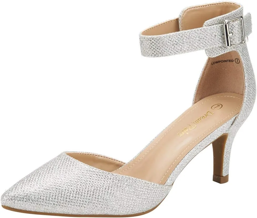 DREAM PAIRS Kitten Heel Low Heel for Women Closed Pointed Toe Pumps Wedding Party Sexy Dress Shoes Lowpointed