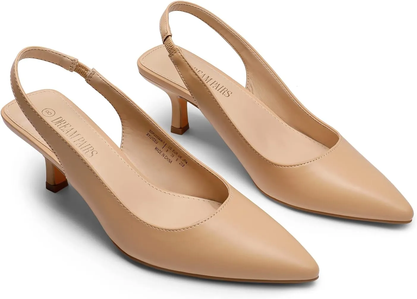 DREAM PAIRS Women’s Closed Toe Kitten Heels Pointed Toe Slingback Low Heels Dress Bridal Wedding Pumps Shoes