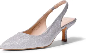 DREAM PAIRS Women’s Closed Toe Kitten Heels Pointed Toe Slingback Low Heels Dress Bridal Wedding Pumps Shoes
