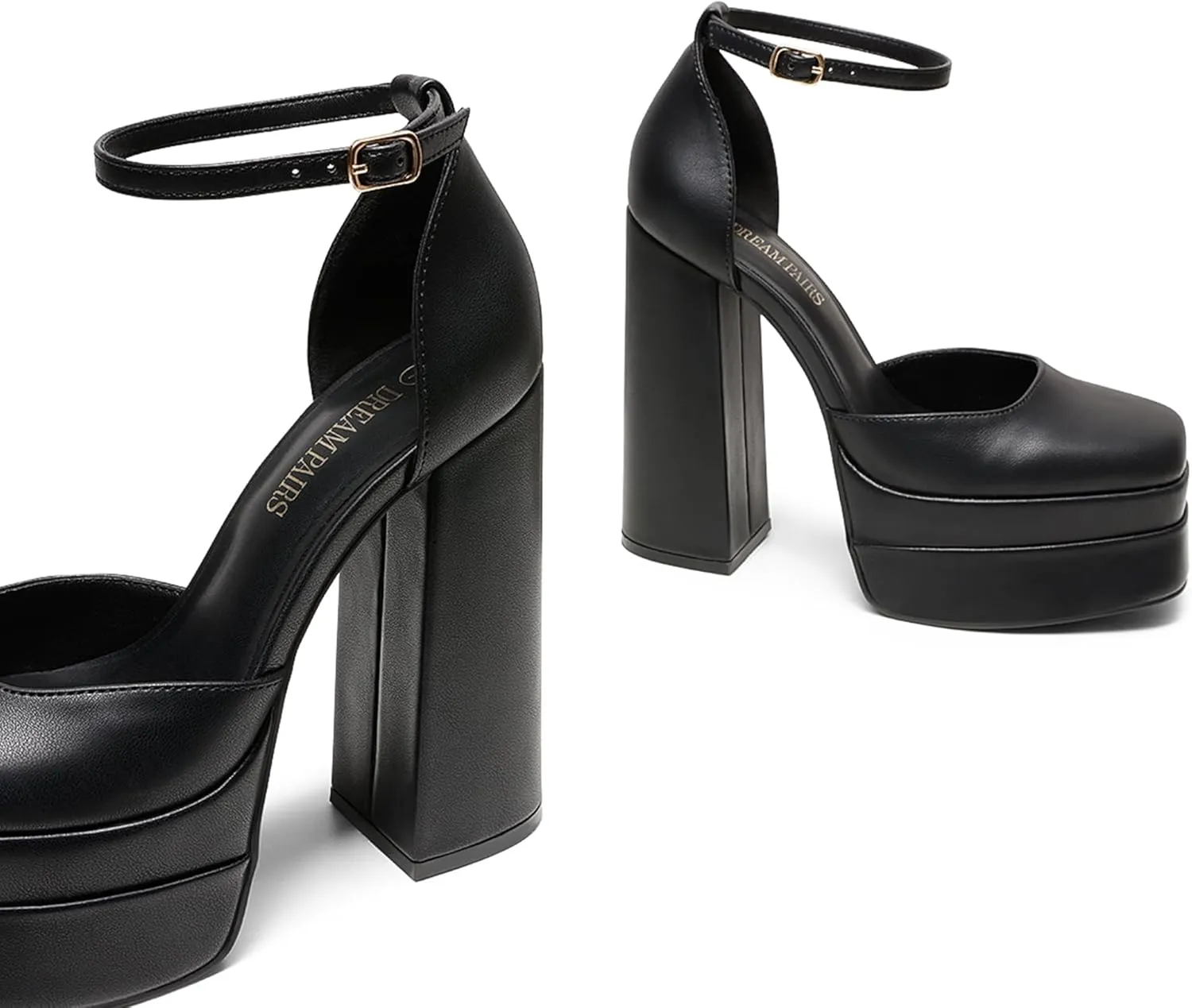 DREAM PAIRS Women’s High Chunky Platform Closed Toe Block Heels Square Toe Ankle Strap Dress Wedding Party Pumps Shoes Aurelia
