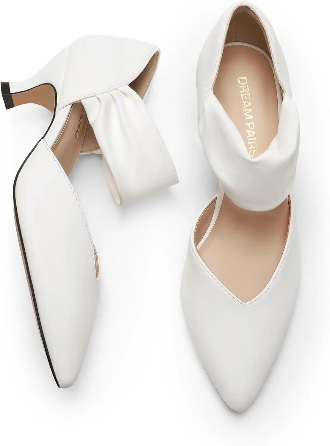 DREAM PAIRS Women's Kitten Heels Low Pumps Shoes Pointed Closed Toe Slip on Dress Work Bridal Party Wedding