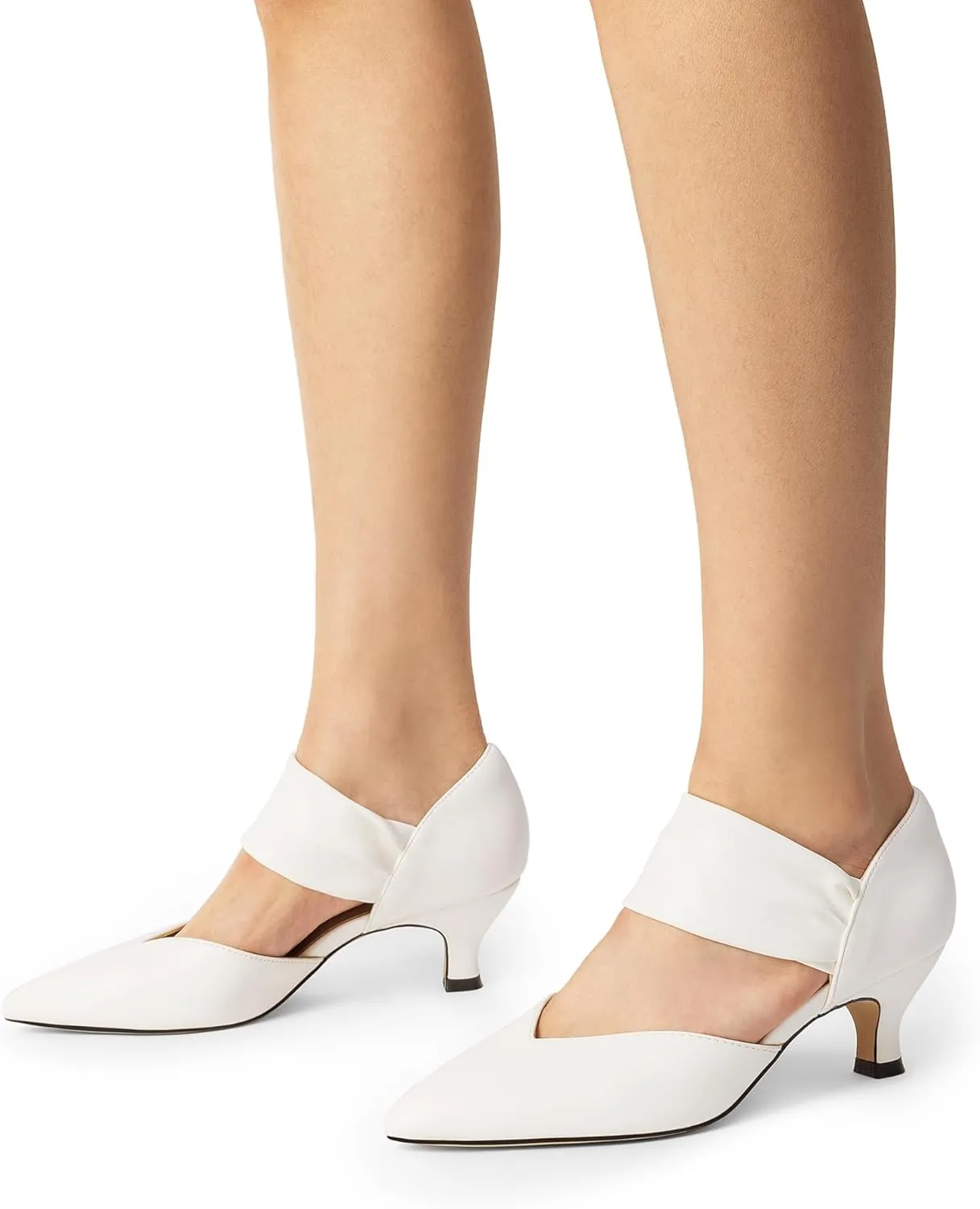 DREAM PAIRS Women's Kitten Heels Low Pumps Shoes Pointed Closed Toe Slip on Dress Work Bridal Party Wedding