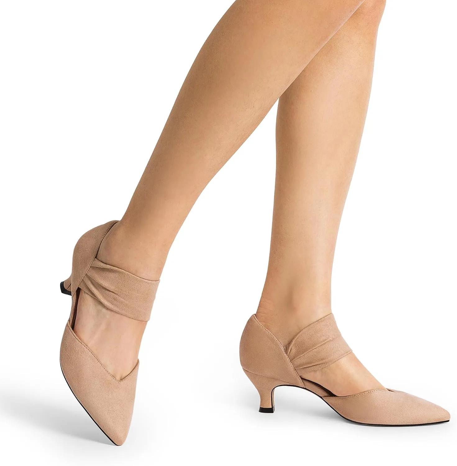 DREAM PAIRS Women's Kitten Heels Low Pumps Shoes Pointed Closed Toe Slip on Dress Work Bridal Party Wedding