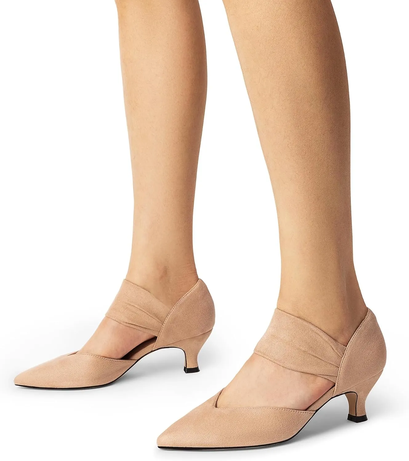 DREAM PAIRS Women's Kitten Heels Low Pumps Shoes Pointed Closed Toe Slip on Dress Work Bridal Party Wedding