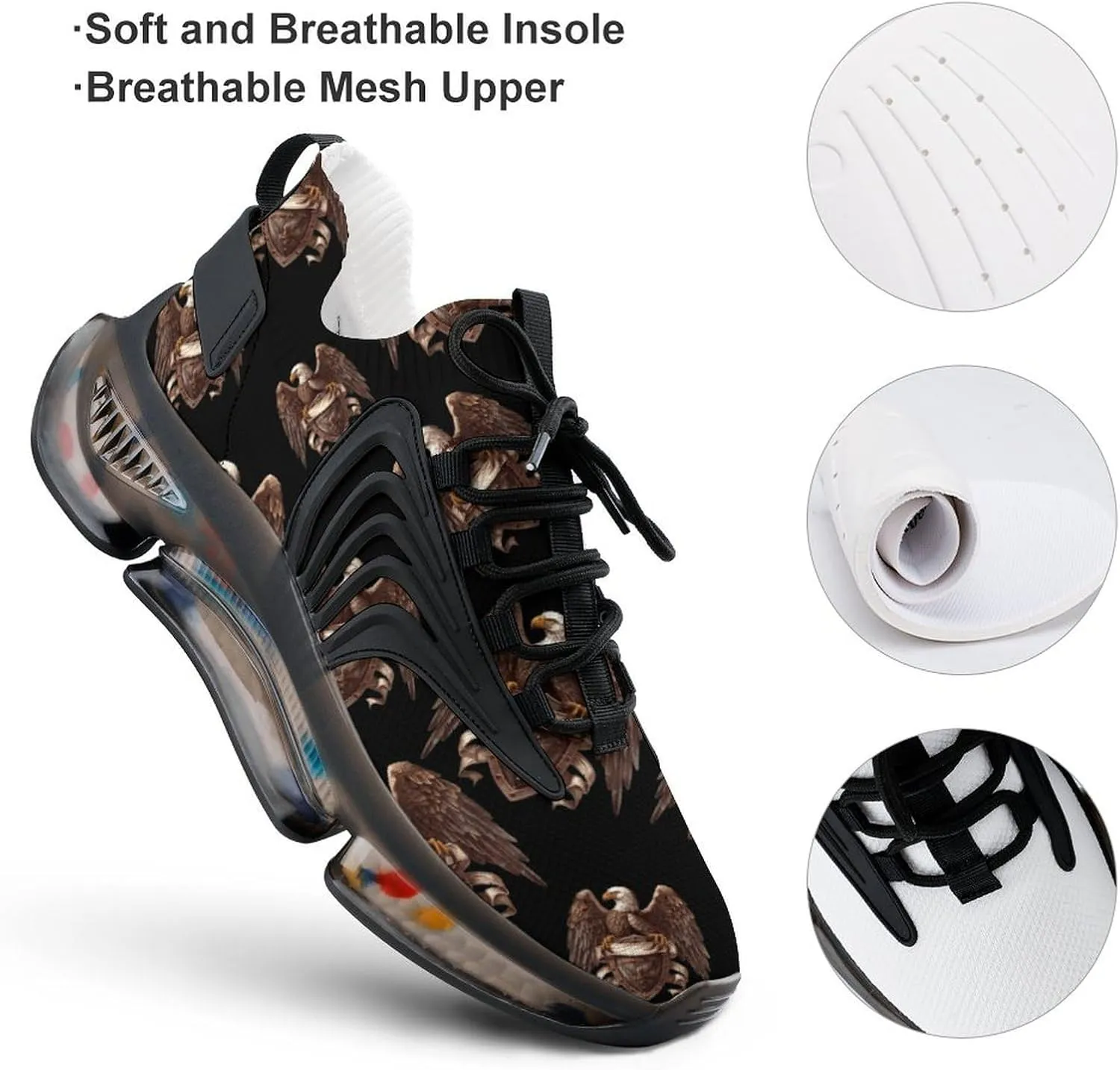 Eagle with Shield and Ribbon Men's Tennis Shoes Fashion Athletic Sneakers for Sport Walking Running Workout