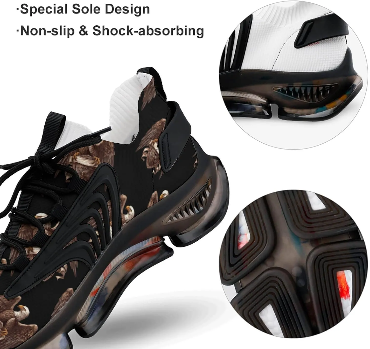 Eagle with Shield and Ribbon Men's Tennis Shoes Fashion Athletic Sneakers for Sport Walking Running Workout