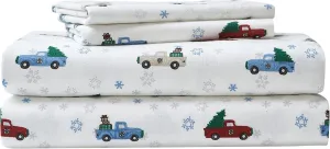 Eddie Bauer - Flannel Collection - Cotton Bedding Sheet Set, Pre-Shrunk & Brushed for Extra Softness, Comfort, and Cozy Feel, Queen, Winter Outing