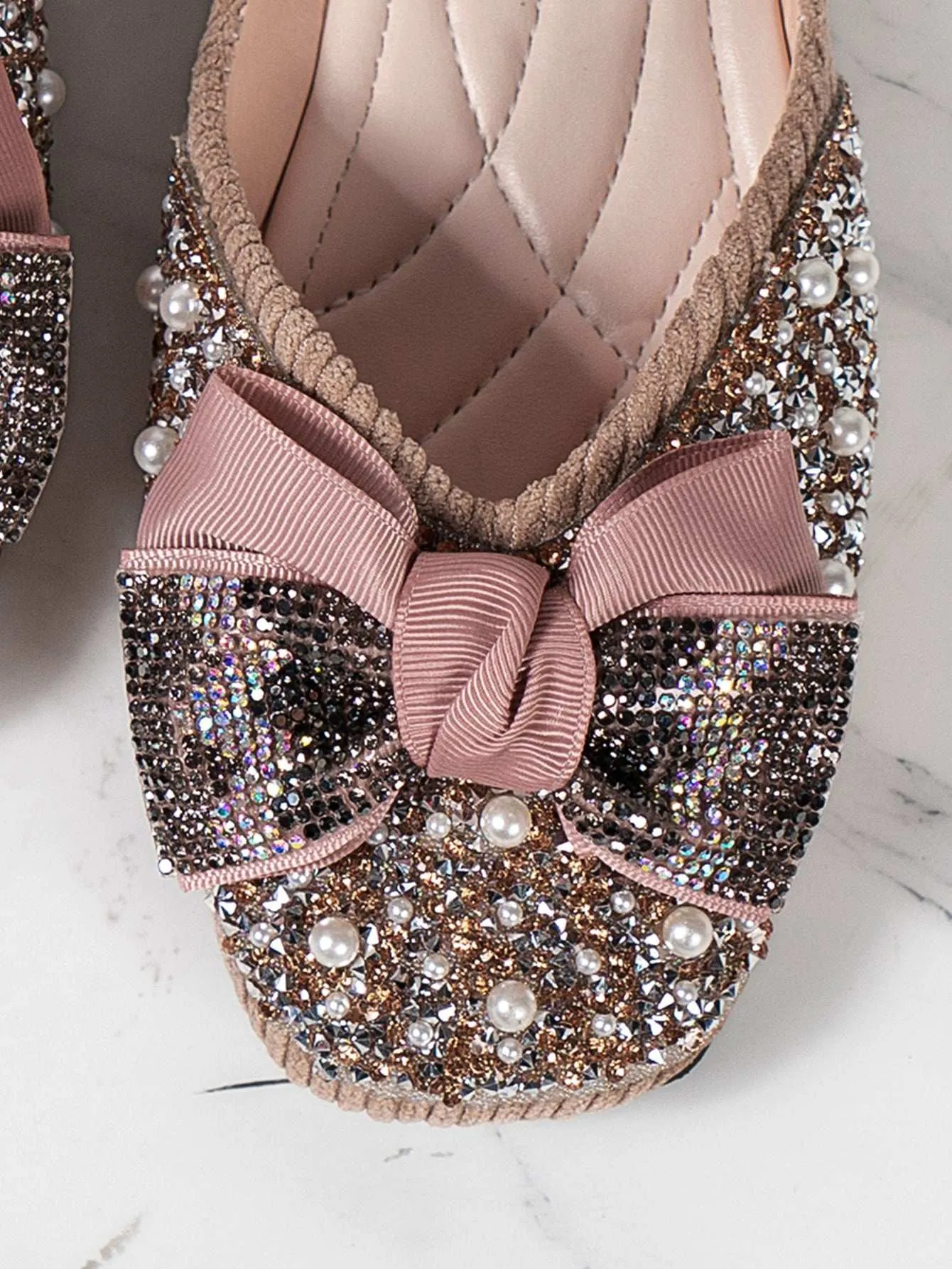 Elegant Bowknot Rhinestone Flat Shoes for Women