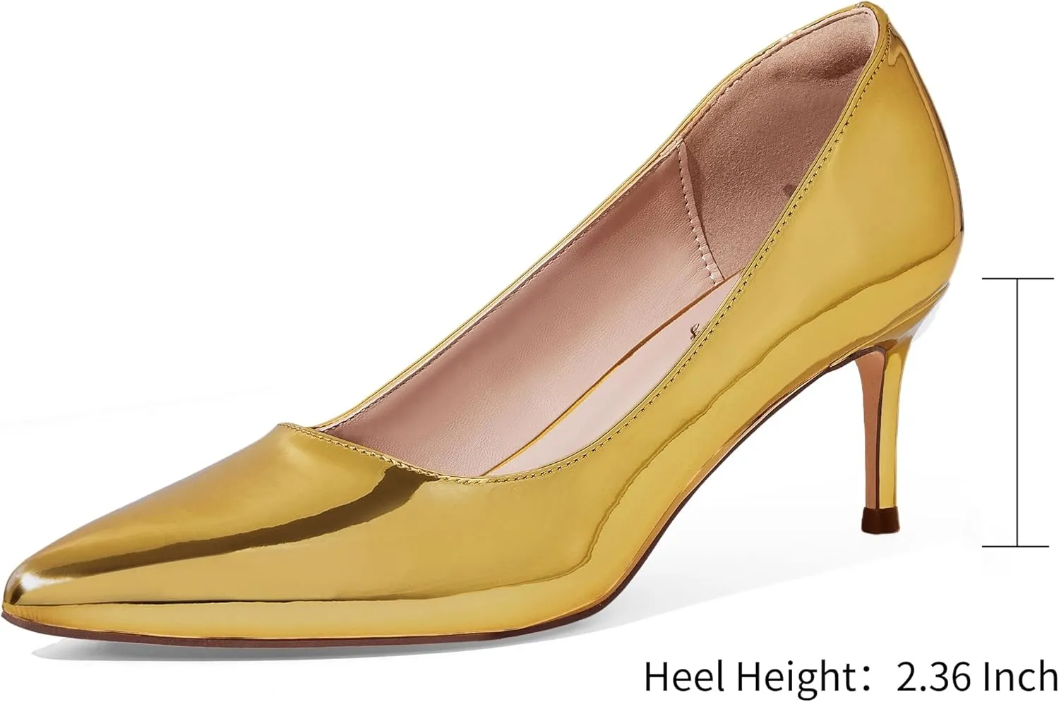 Elisabet Tang Kitten Heel Low Pumps 2.4 Inch Closed Pointed Toe Short Sexy Comfort Women Dressy Shoe at Work Office Date Prom Party Wedding Church