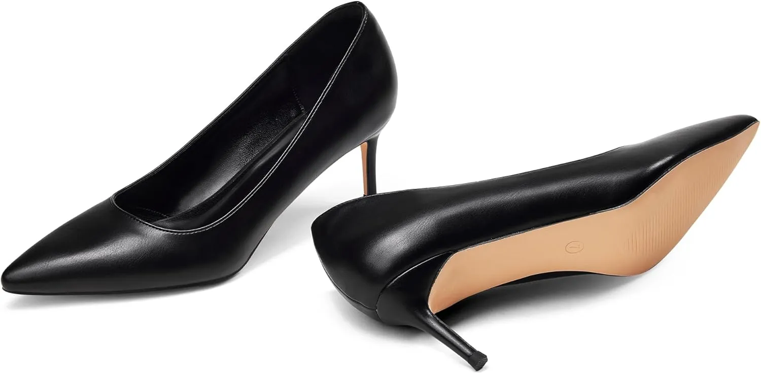 Elisabet Tang Kitten Heel Low Pumps 2.4 Inch Closed Pointed Toe Short Sexy Comfort Women Dressy Shoe at Work Office Date Prom Party Wedding Church