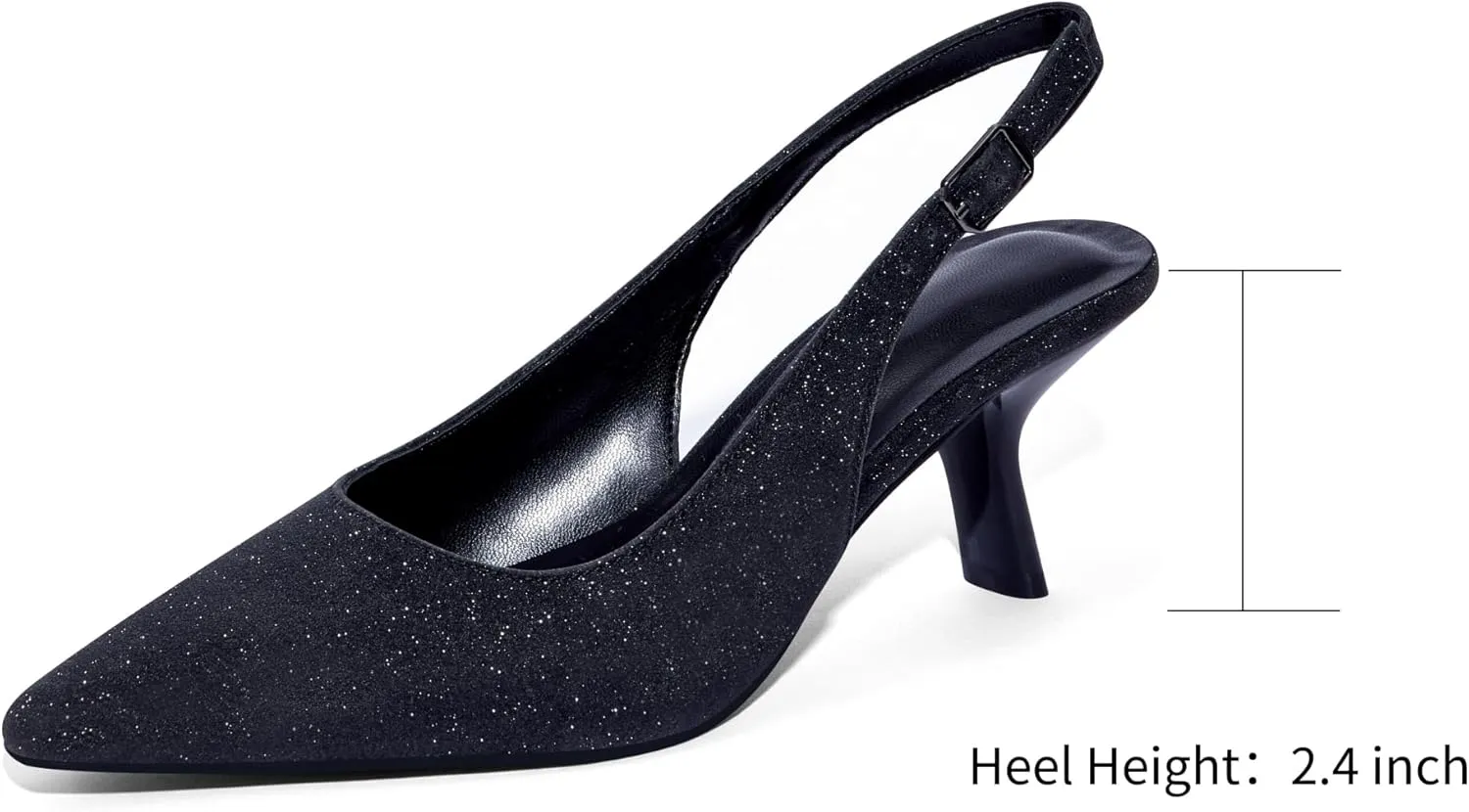 Elisabet Tang Women's Pumps 2.4 Inch Slingback Kitten Heels Closed Pointed Toe Low Heels for Bridal Dress Wedding Pumps Shoes