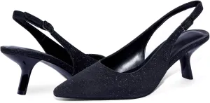Elisabet Tang Women's Pumps 2.4 Inch Slingback Kitten Heels Closed Pointed Toe Low Heels for Bridal Dress Wedding Pumps Shoes