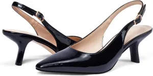 Elisabet Tang Women's Pumps 2.4 Inch Slingback Kitten Heels Closed Pointed Toe Low Heels for Bridal Dress Wedding Pumps Shoes