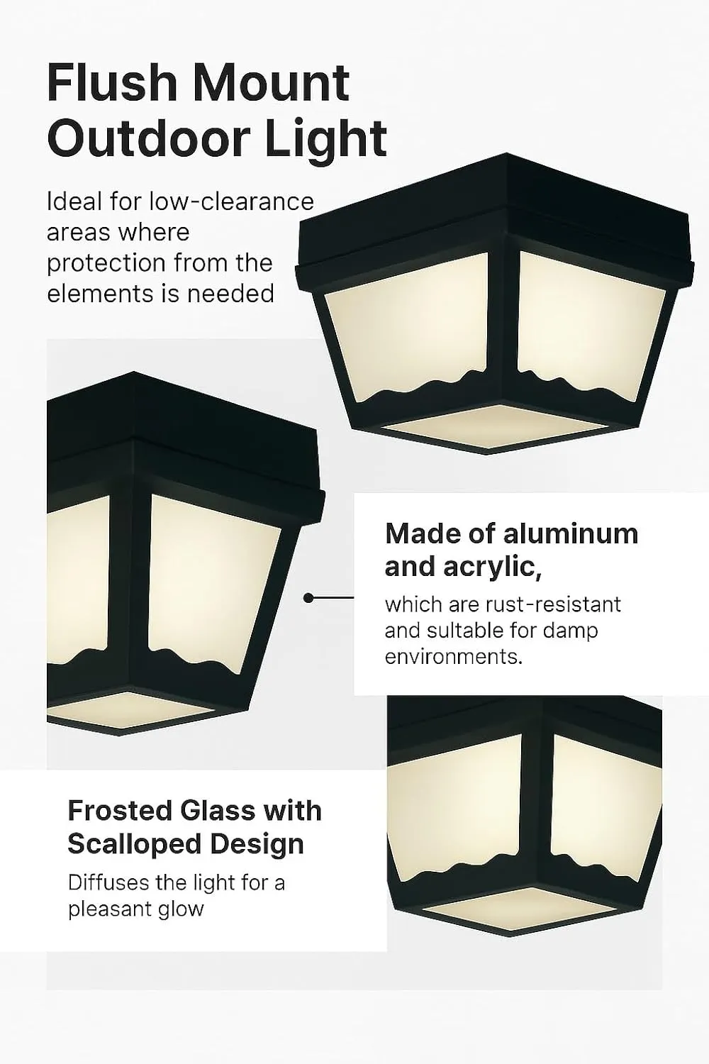 Elk Home Outdoor Flush Mount Ceiling Light – 9.5" Wide 2-Light Black Fixture with Frosted Glass, Damp Rated, Dimmable, Sloped Ceiling Compatible – Thomas Lighting