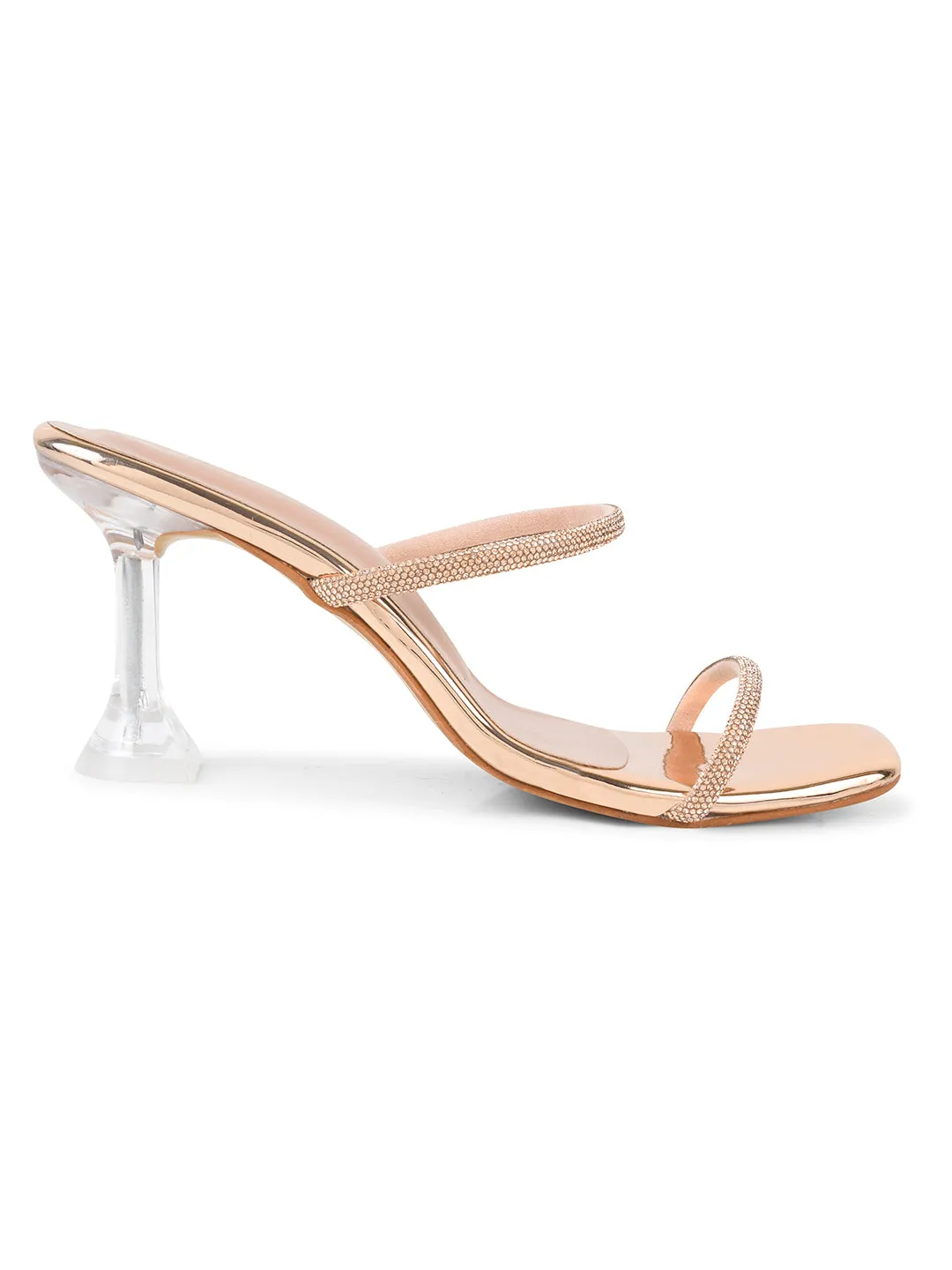 Embellished Slip-On Kitten Heeled Sandals