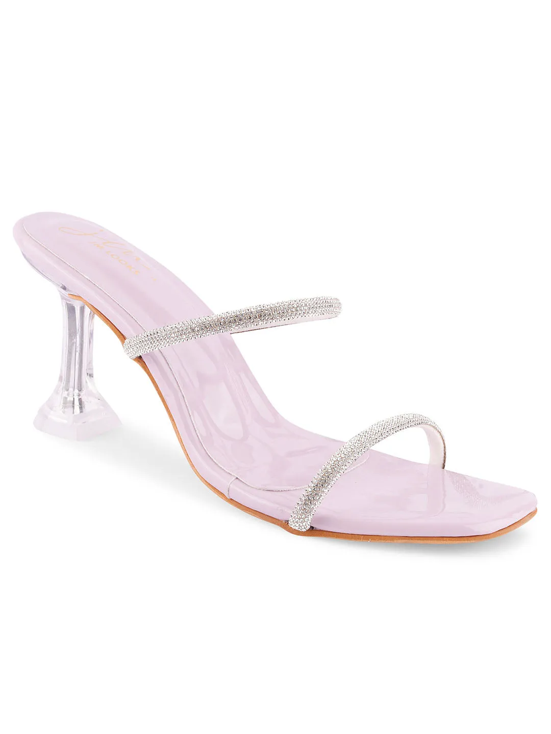Embellished Slip-On Kitten Heeled Sandals