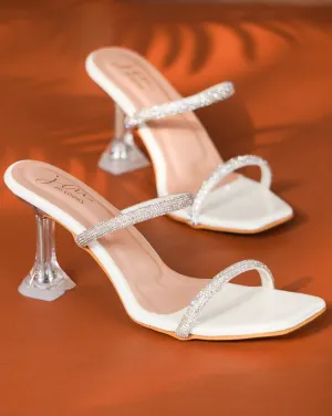 Embellished Slip-On Kitten Heeled Sandals