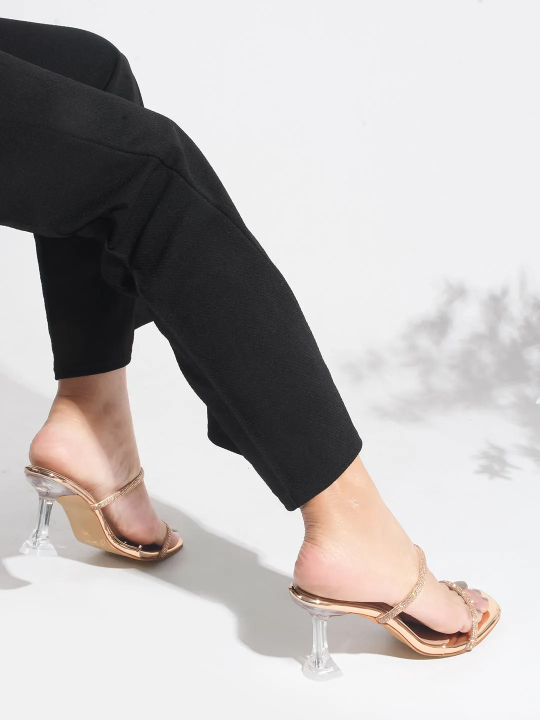 Embellished Slip-On Kitten Heeled Sandals