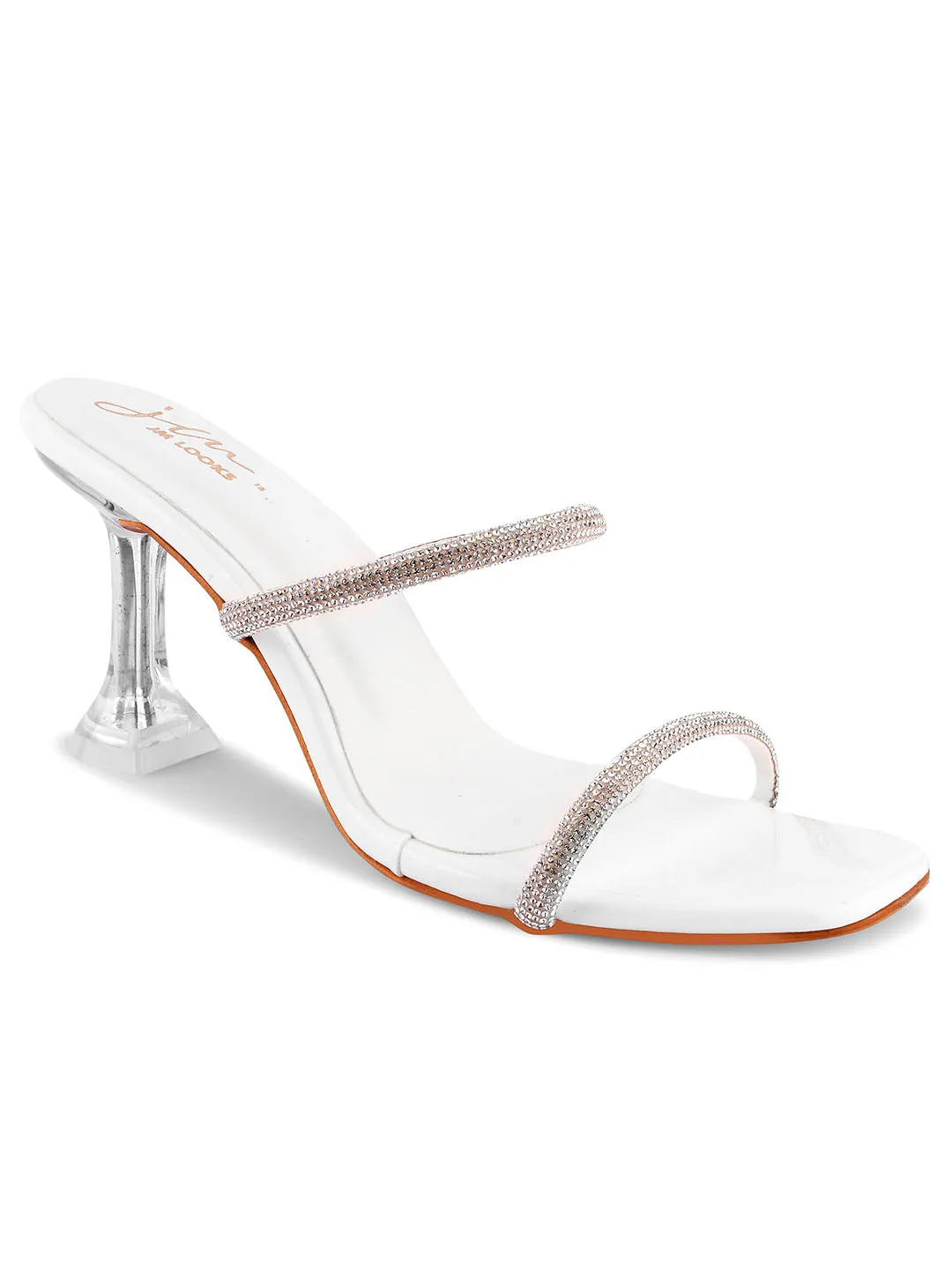 Embellished Slip-On Kitten Heeled Sandals