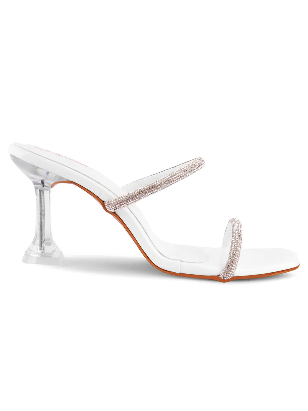 Embellished Slip-On Kitten Heeled Sandals