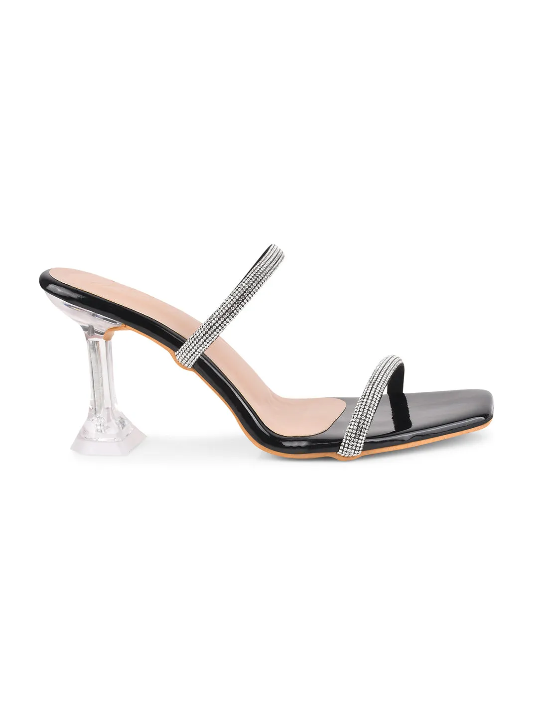 Embellished Slip-On Kitten Heeled Sandals