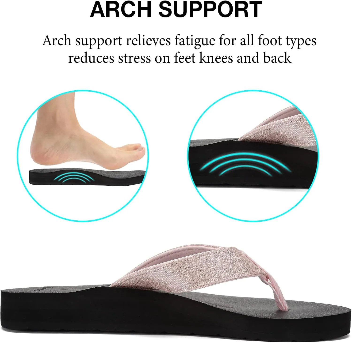 EQUICK Women's Flip Flops Arch Support Yago Mat Insole Sandal Casual Slipper Outdoor and Indoor-U219SLT003-N